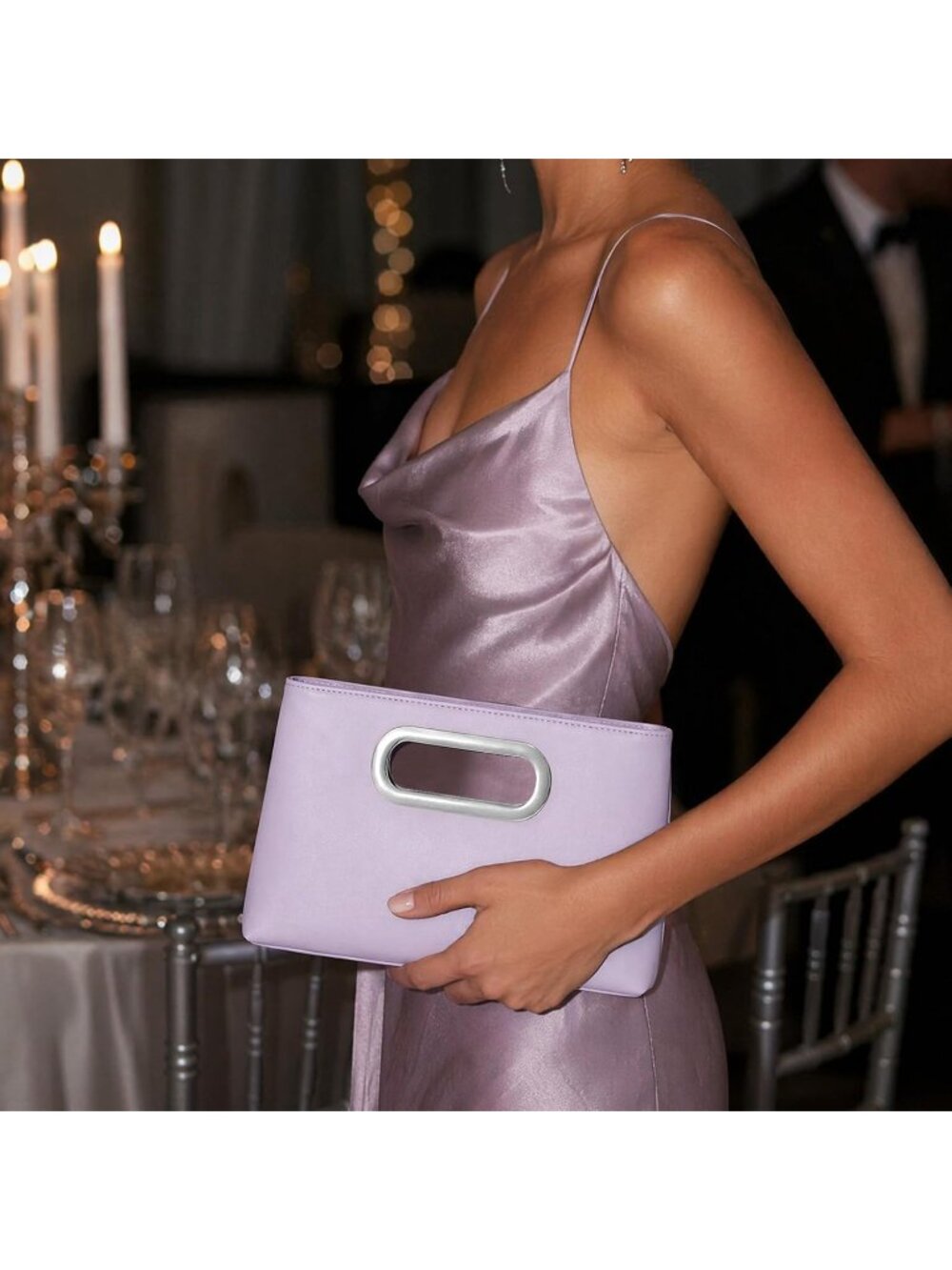 〽️Women Purple Faux Leather Detachable Chain Wedding Party Handbag Clutch Purse - Picture 2 of 6